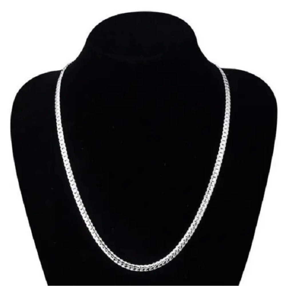 Sterling Silver Women’s Cuban Flat Link Necklace and Bracelet Set!